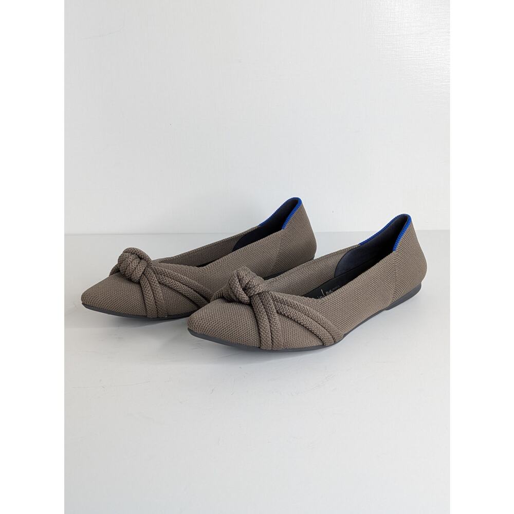 Rothy's The Point II Knot Flats 7.5 Tan Brown Pointed Toe Slip On Washable